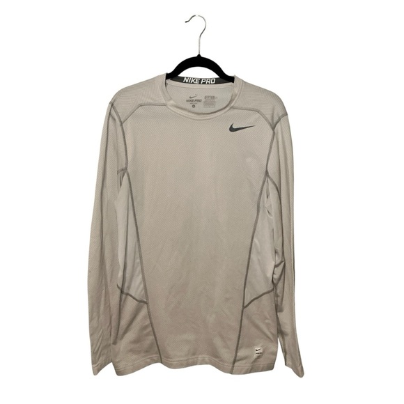 Nike Pro Men's Light Gray Long Sleeve Tee - Picture 1 of 4